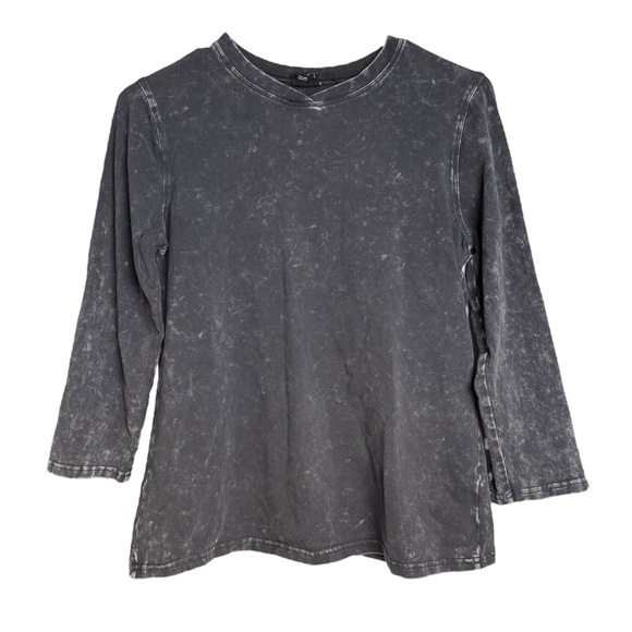 Spades Gray Acid Wash 3/4 Sleeve T-Shirt Modest V Neck Women’s Size Medium - Picture 1 of 5